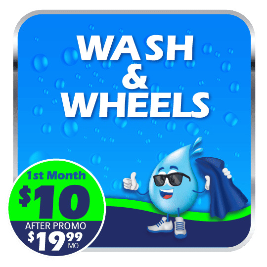 Wash & Wheels Offer at just $10 for 1st month at ClearWater Express Car Wash