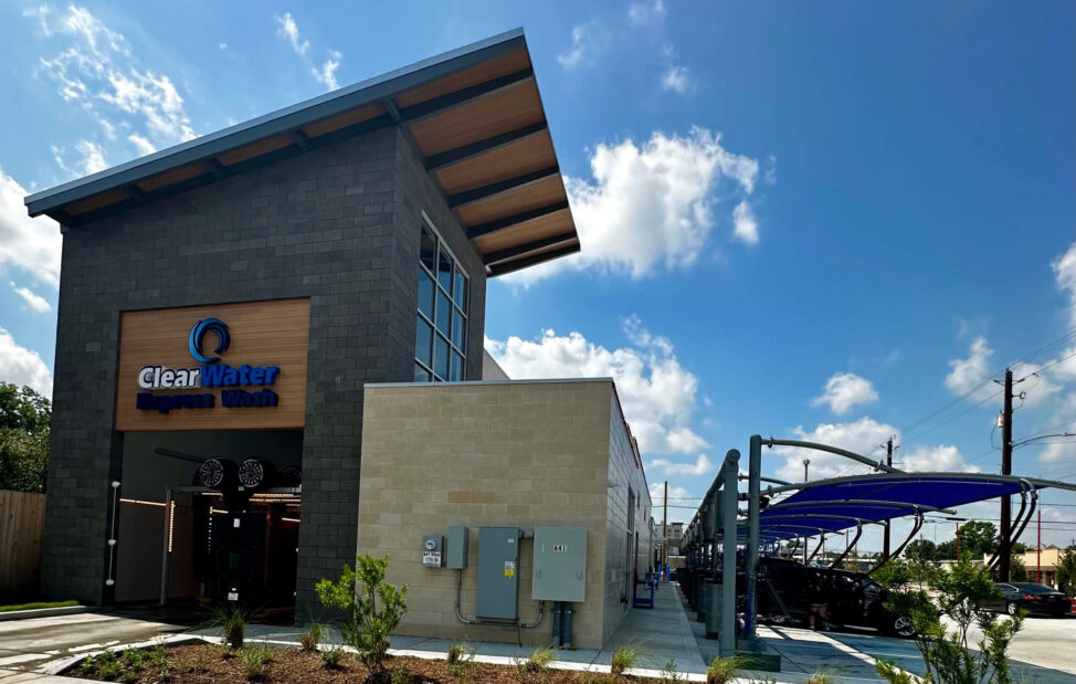 An Exterior View of Clearwater Express Wash Shop in Houston Heights